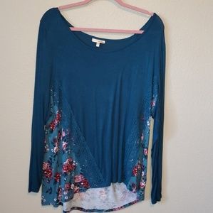 Teal floral top